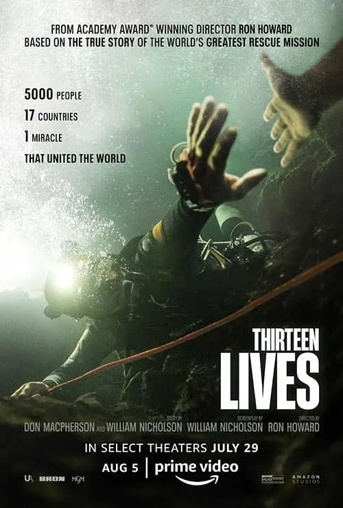 Thirteen Lives biographical survival movie poster on Clear View IPTV